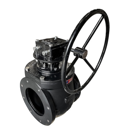 Valve Solutions Inc (Vsi) 8" Eccentric Plug Valve, Full Port, Flanged, Resilient Seated, with gear and handwheel PVII08F-DDN-SS1/WH